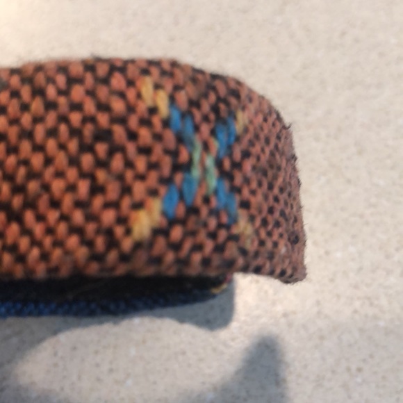 🔴 BOHO FABRIC COVERED CUFF BRACELET WITH MULTICOLORED RHINESTONES - Picture 6 of 9